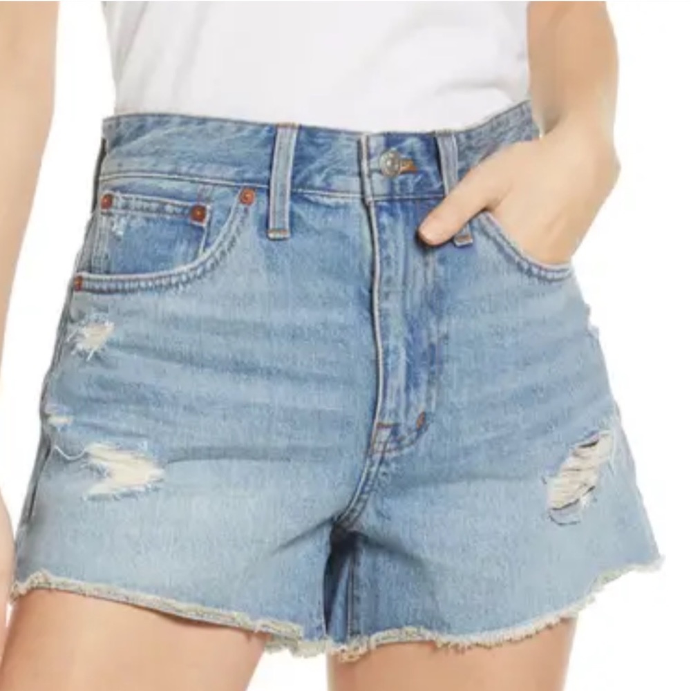 NWT Madewell Relaxed Destructed Edition Denim Shorts - Picture 6 of 6